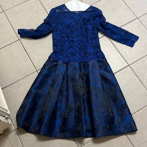 Teri Jon embellished lace and silk floral dress size 6
